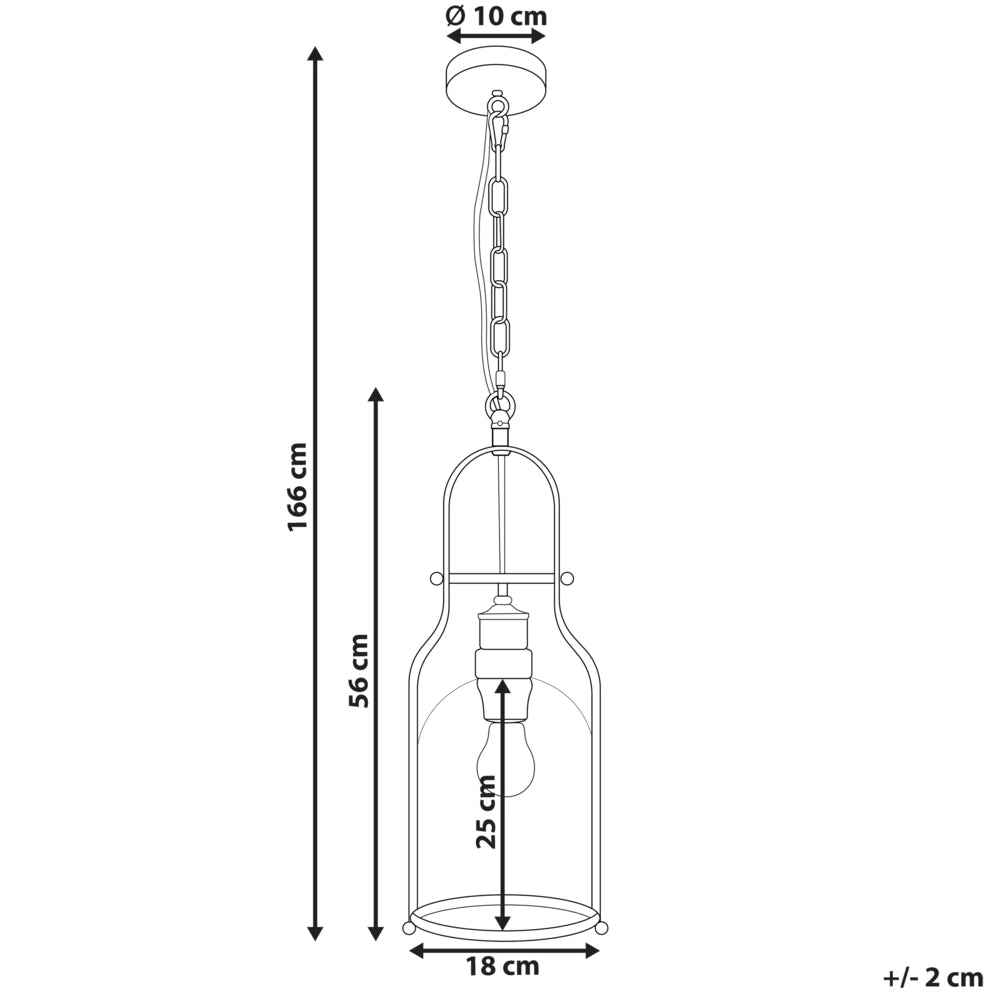 Lampada a sospensione in metallo Nero da 166 cm con montatura in vetro trasparente e paralume in stile retrò