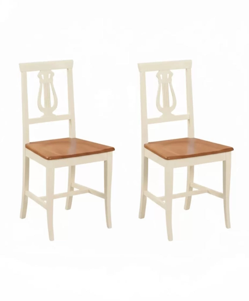 Set 2 sedie a lira legno shabby bicolore con seduta legno - Mobili 2G