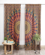 Pannelli di tenda mandala bohemien - Blu neutrale - Adatto per la decorazione
