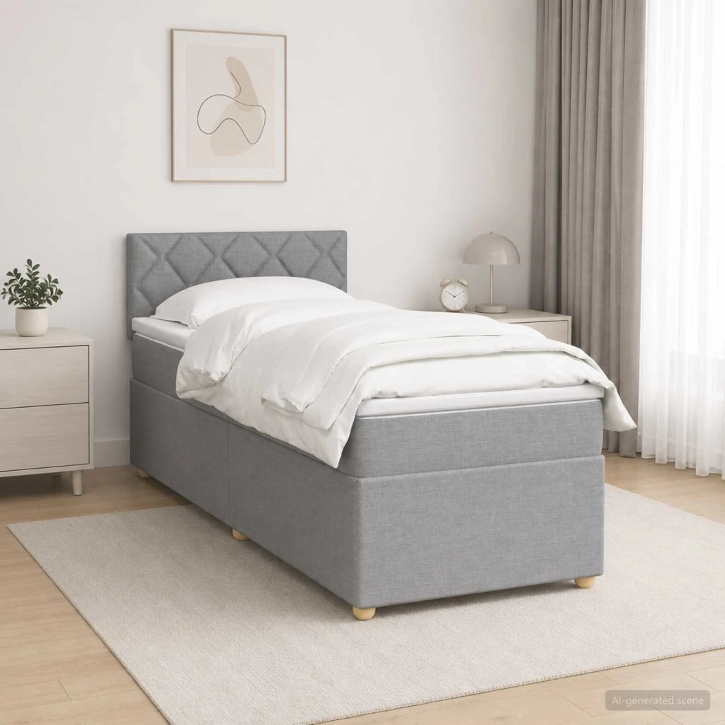 Letto box spring con materasso Grigio Chiaro 100 x 200 cm 3450895