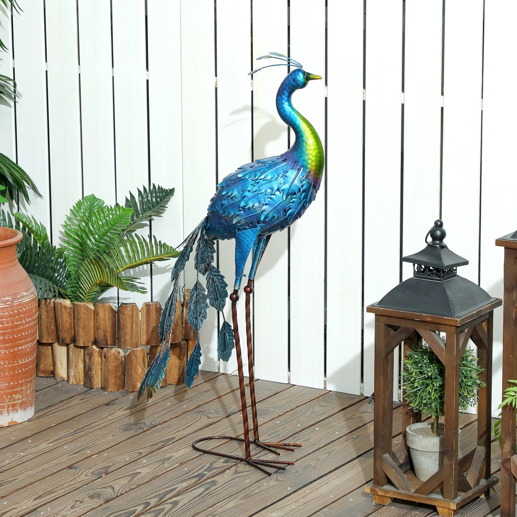 Statua Pavone Giardino ¨C zephmum ¨C Metallo Multicolore 40x43x83 cm