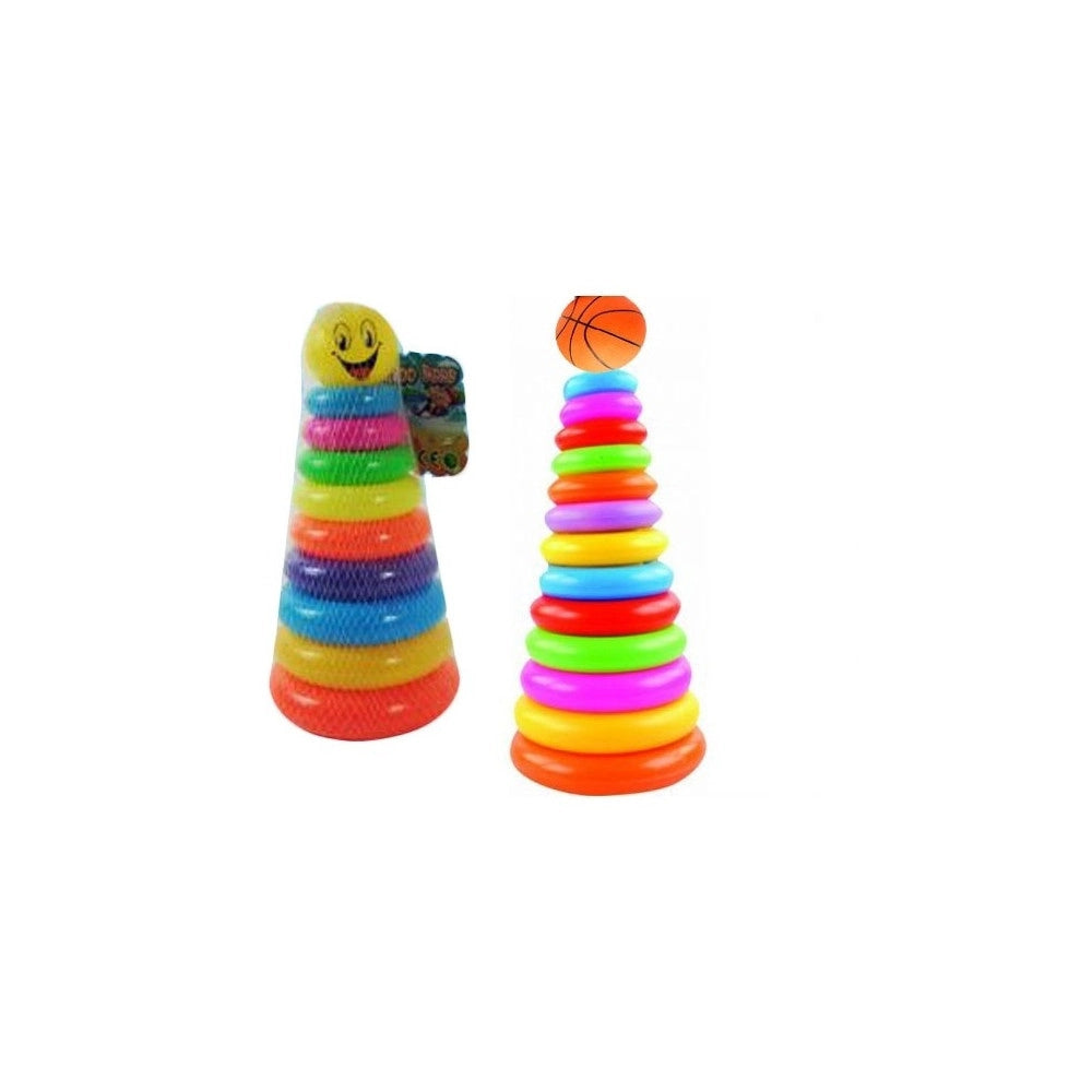 Trade Shop - Gioco Piramide Torre Di 9 Anelli In Plastica Impilamento Gioco Per Bimbi Bambini -