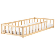 Letto singolo per bambini in legno marrone chiaro cameretta con telaio a doghe 90 x 200 cm