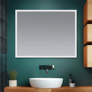 Specchio bagno 80x60 cm reversibile con cornice LED bianco naturale
