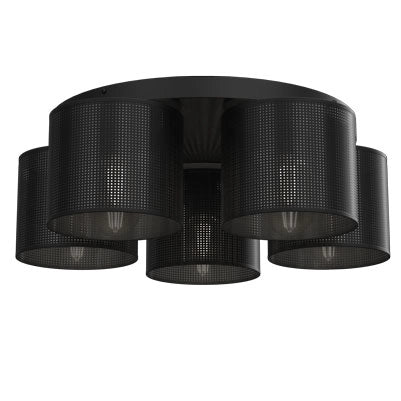 Plafoniera loft rotonda 5 luci nera Luminex Loft Shade