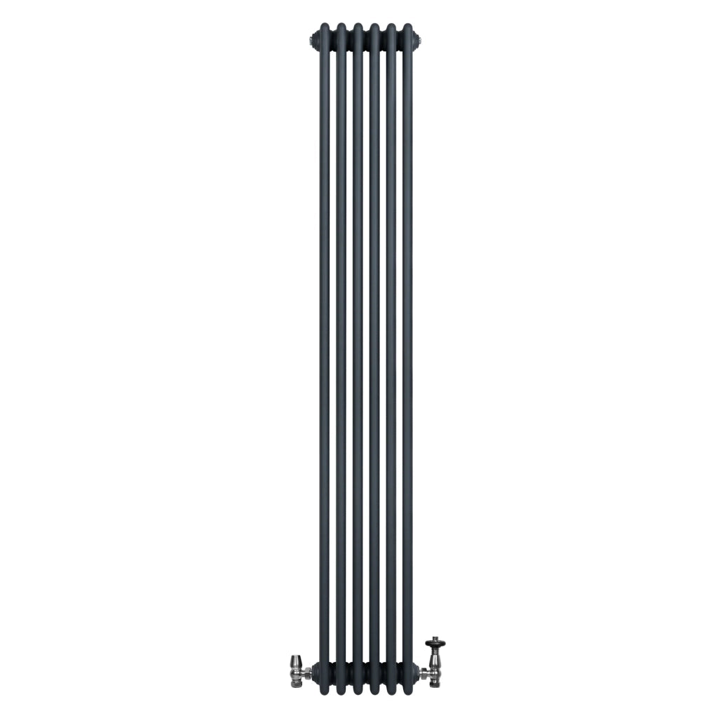 Radiatore Tradizionale 4 Colonne Verticale Riscaldamento Antracite & Valvole 1800x290 mm