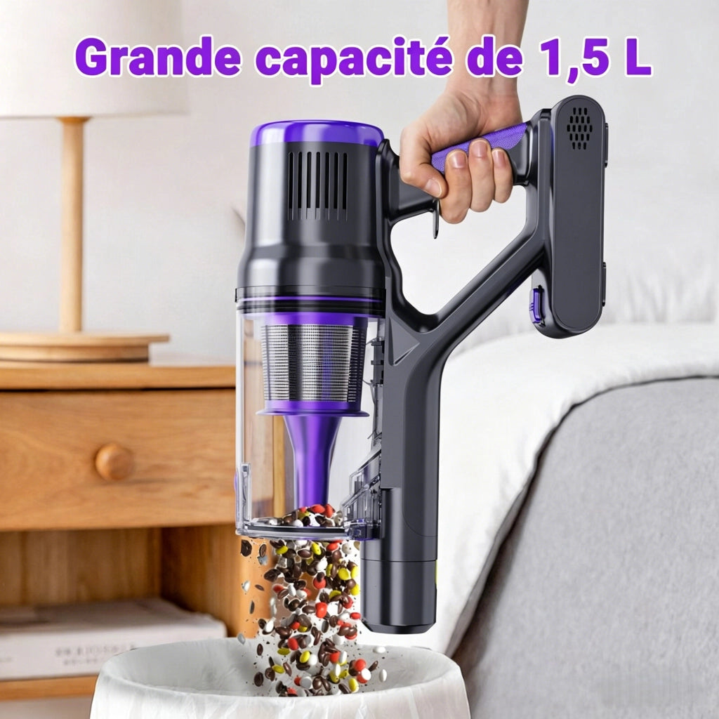 Aspirapolvere a bastone senza fili - DSV112A - 550W - 55Kpa - 60 Min di autonomia - Per peli animali Purple