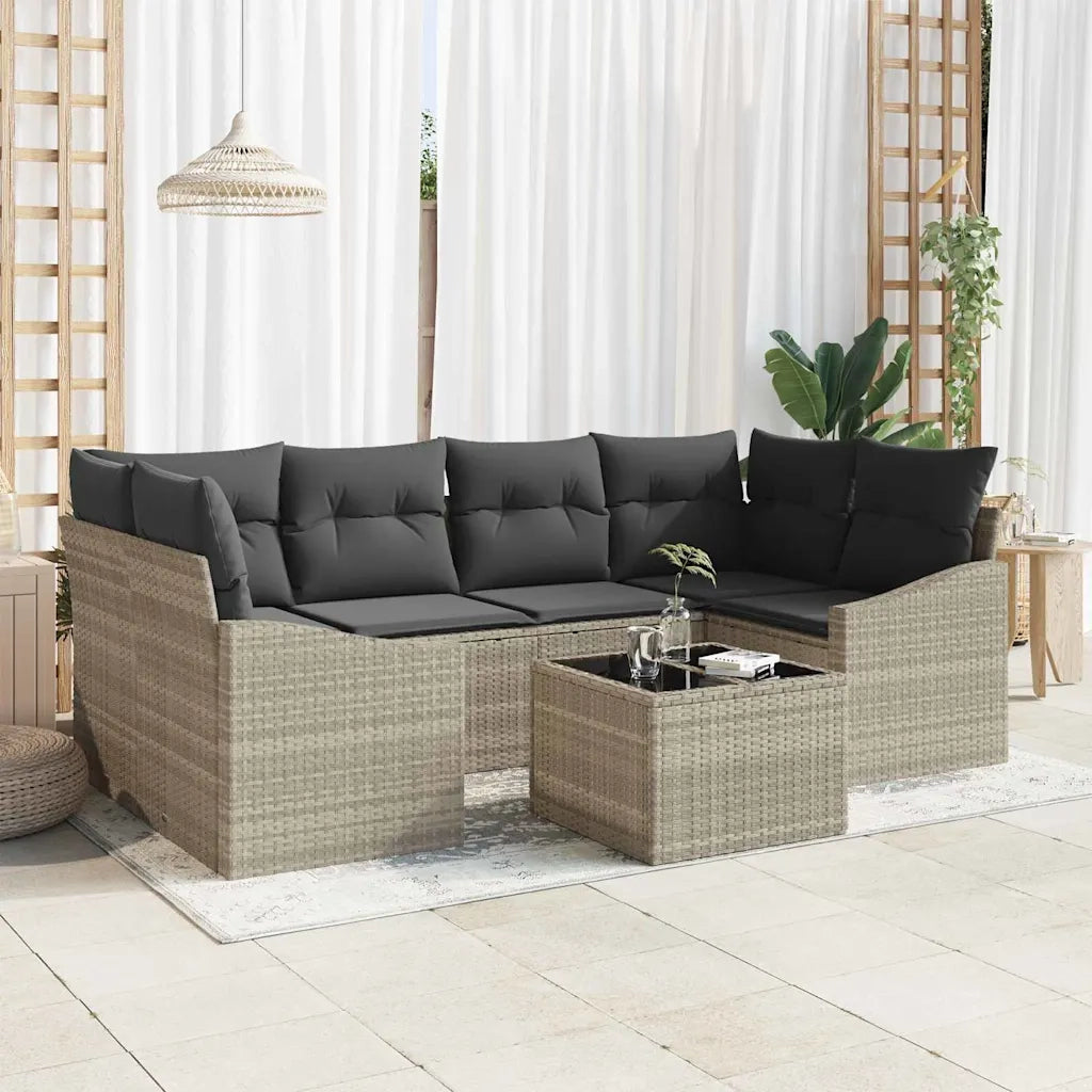 Set di divani 7 pcs Grigio chiaro e grigio scuro polyrattan