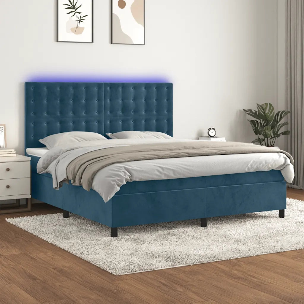 Letto a Molle con Materasso e LED Blu Scuro 180x200 cmcod mxl 99138