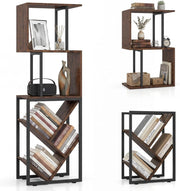 Libreria Scaffale, Librerie Verticali da Terra a 6 Ripiani Aperti, Scaffale Alto Industriale a S e Albero, 39,5 x 25 x 122 cm, per Soggiorno, Ufficio e Camera da Letto