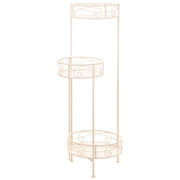 Supporto per 3 vasi in ferro battuto bianco 30x25x90