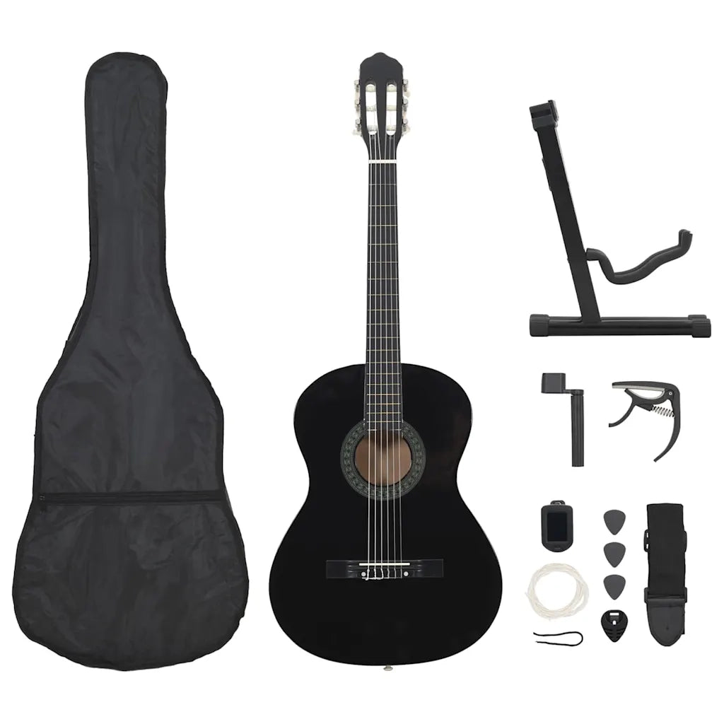 Set Chitarra Classica per Principianti 12 pz Nera 4/4 39"     cod mxl 126971