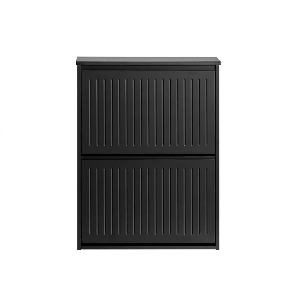 Scarpiera Con 2 Ribalte E 4 Ripiani Scarpiera Con Scomparto Aggiuntivo Portascarpe Salvaspazio Nero 61x26x81cm FSR165-K-SCH