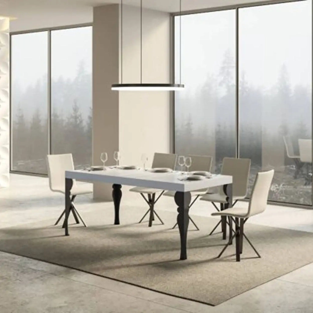 Tavolo allungabile 180/440x90 cm Paxon Premium colore bianco frassino gambe antracite