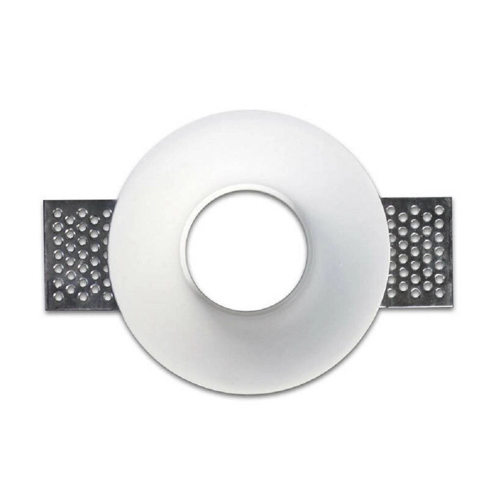 Trade Shop - Portafaretto A Incasso In Gesso Scomparsa Tondo Supporto Faretto Gu10 Gs-13 -