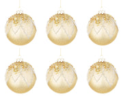 Palle di Natale in Vetro Foliage Oro Paillettes ⌀80 100 Palline Addobbi Albero Diametro: 80 mm