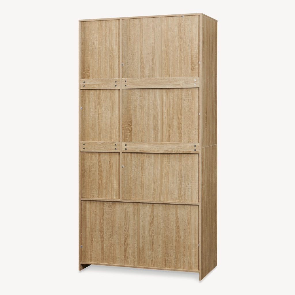 Armadio Aperto Vippsaki Guradaroba con Barra Appendiabiti 4 Scomparti e 2 Cassetti 200 x 100 x 50 cm - Effetto Rovere [en.casa]