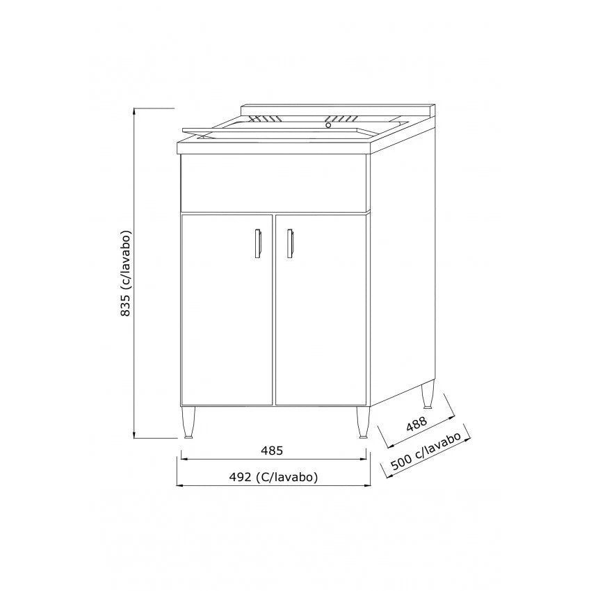 Lavatoio 2 anteÊ da cm 50x50 colore Bianco