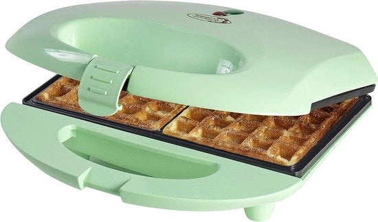 Waffeliera per wafel bruxellesi - Superficie antiaderente - 700W - Waffeliera azzurro menta con piastre intercambiabili