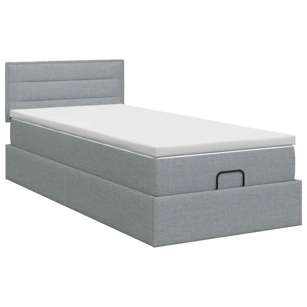 Letto ottomano con materasso Grigio Chiaro 80 x 200 cm Tessuto 3456198