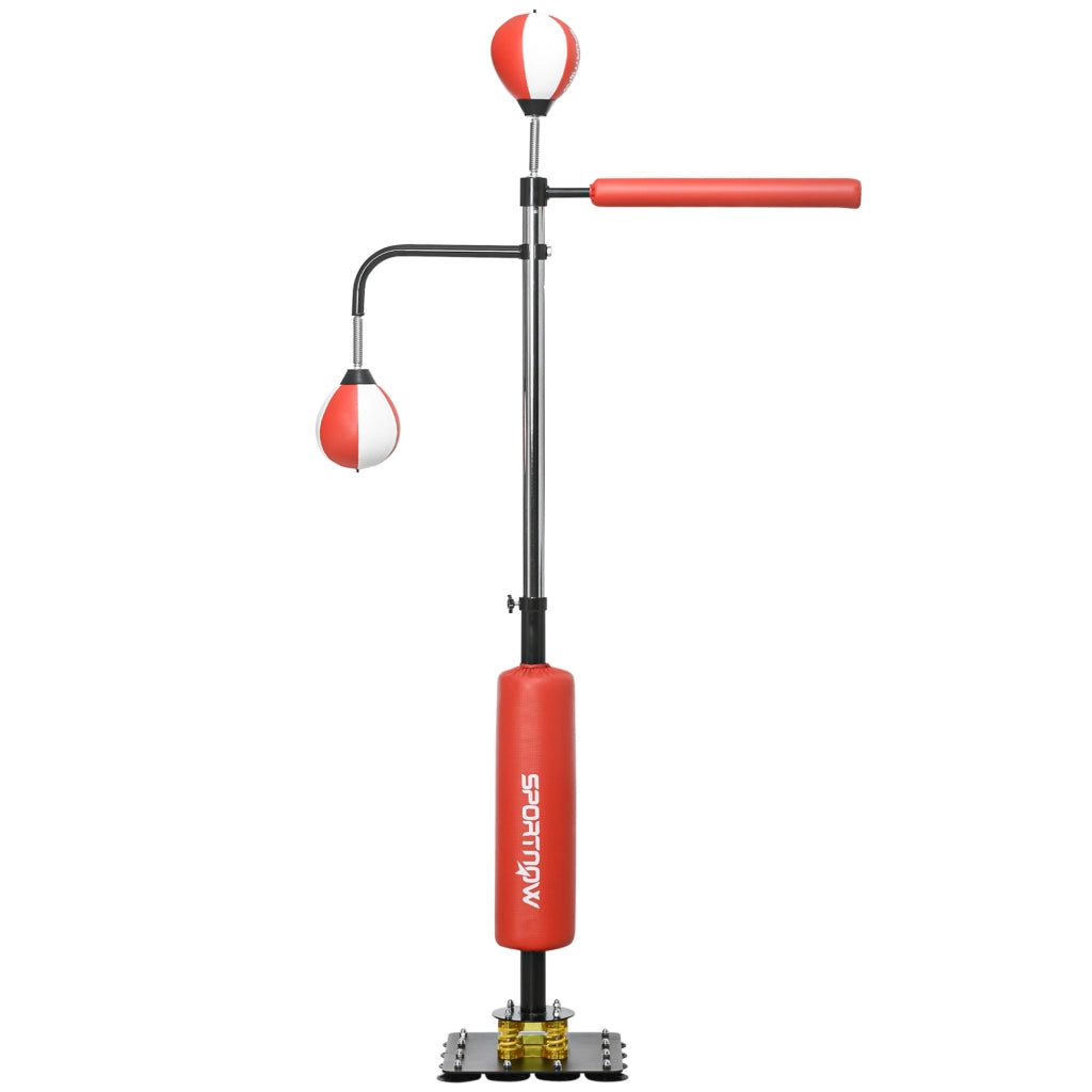 Sacco da boxe da terra 140-205 cm, altezza regolabile, con 2 speed ball, asta reflex e base a ventosa, per adulti