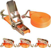 Cinture di fissaggio con gancio - Cinture di trasporto - Materiale fissato - Ganci H in alluminio - 2,5cm x 8m - Arancione