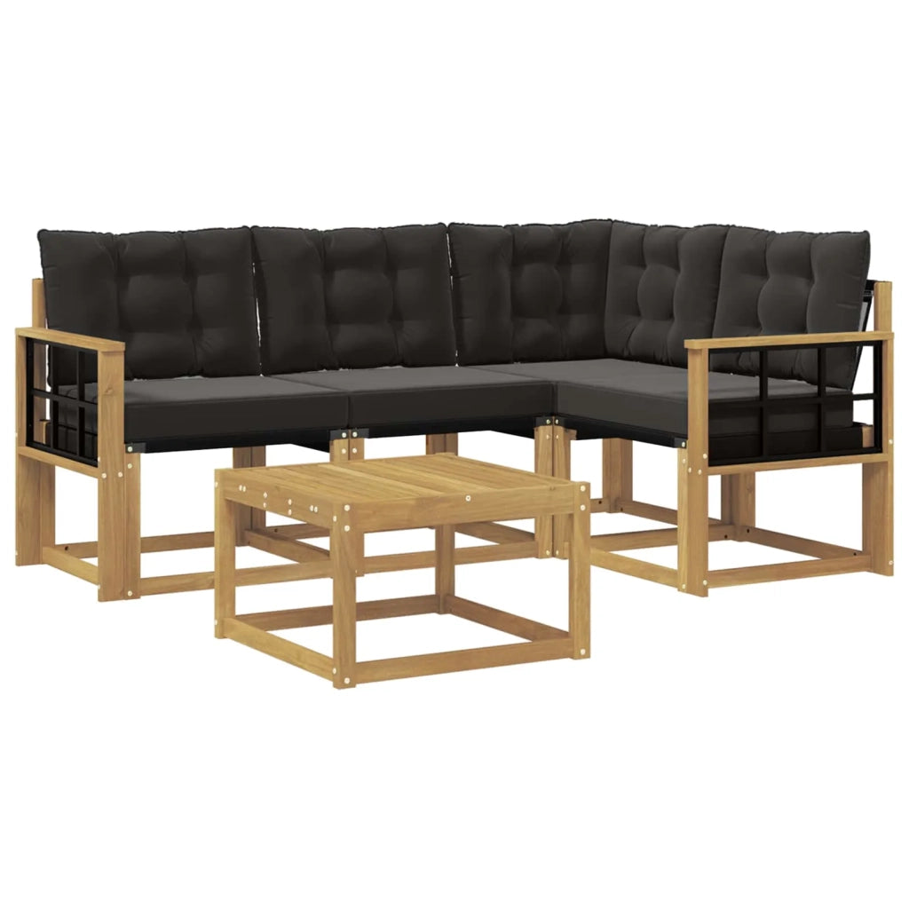 Set di divani da esterno 5 pz Bianco e Nero 3389458