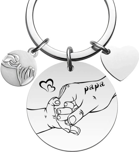 Regalo per il Papà - Cadeau per il Papà - Chiave a Sgancio Metallico - Stampato su Due Facce - Ideale come Dono - Motivi Affettuosi