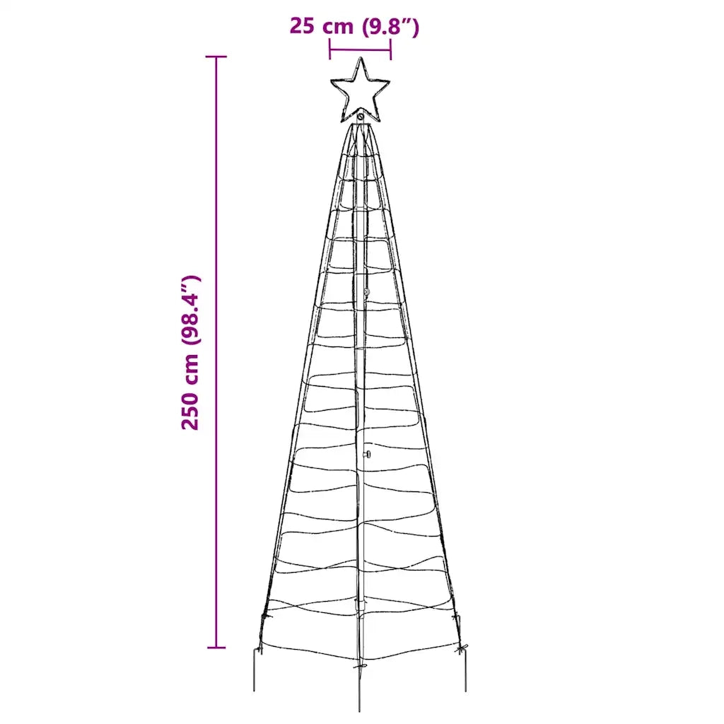 Albero di Natale | Decorazioni natalizie LED con picchetti per il terreno 250 cm Ferro