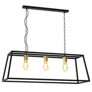 Lampada sospensione industriale trapezio nero-oro 3xE27 Luminex