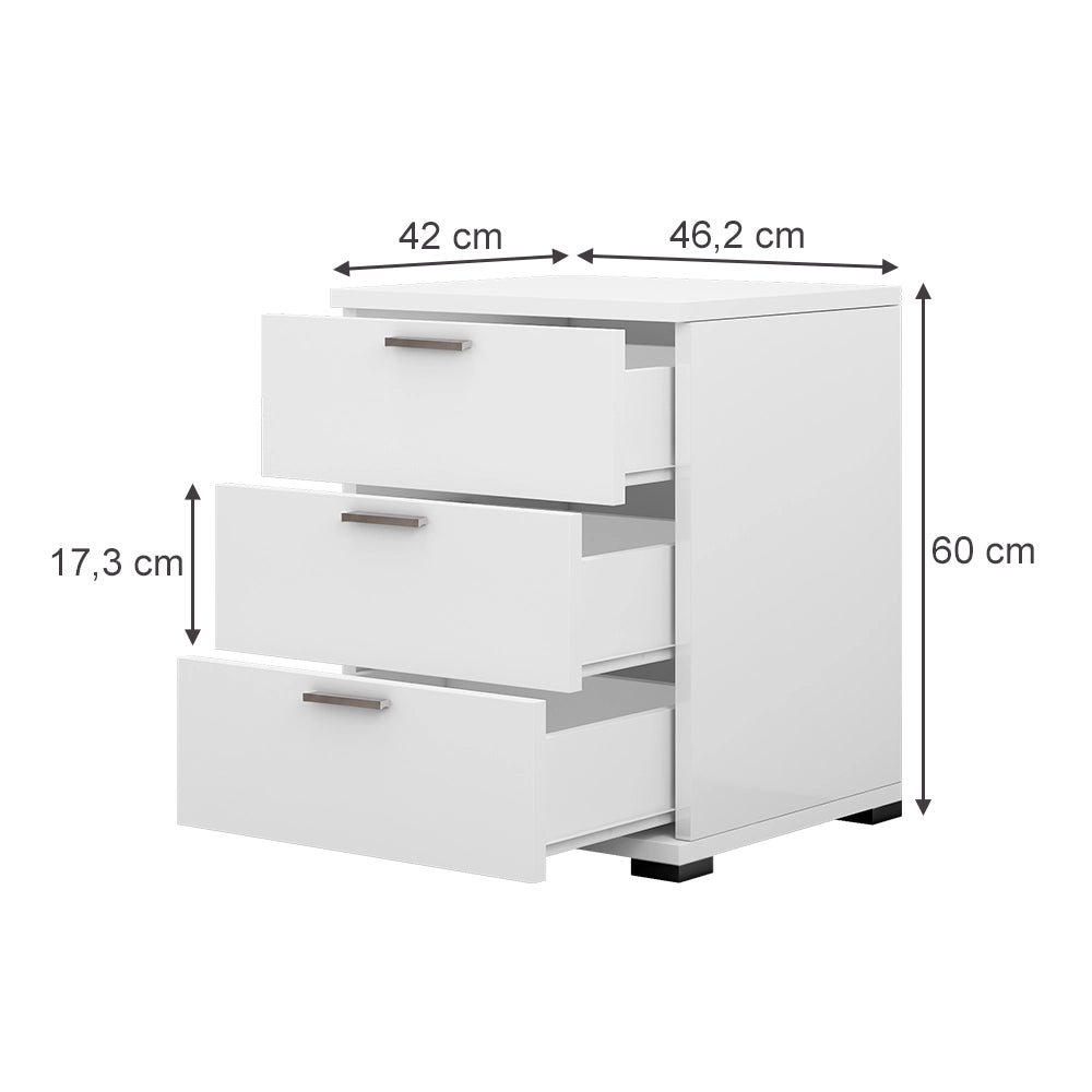 Comodino camera da letto Marseille Bianco 46.2 x 60 cm Vicco