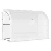 Serra da Giardino con Copertura in Plastica Anti-Raggi UV a 3 Piani con Porte Avvolgibili, Bianco