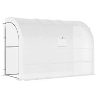 Serra da Giardino con Copertura in Plastica Anti-Raggi UV a 3 Piani con Porte Avvolgibili, Bianco