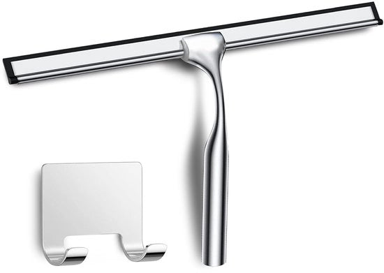 Visore per doccia in acciaio inossidabile 30CM con chiodo adesivo, set di wischi in argento per la doccia, manico corto per wischi per vetro, guida per vetro per doccia, visore per doccia in vetro, set di wischi per la doccia