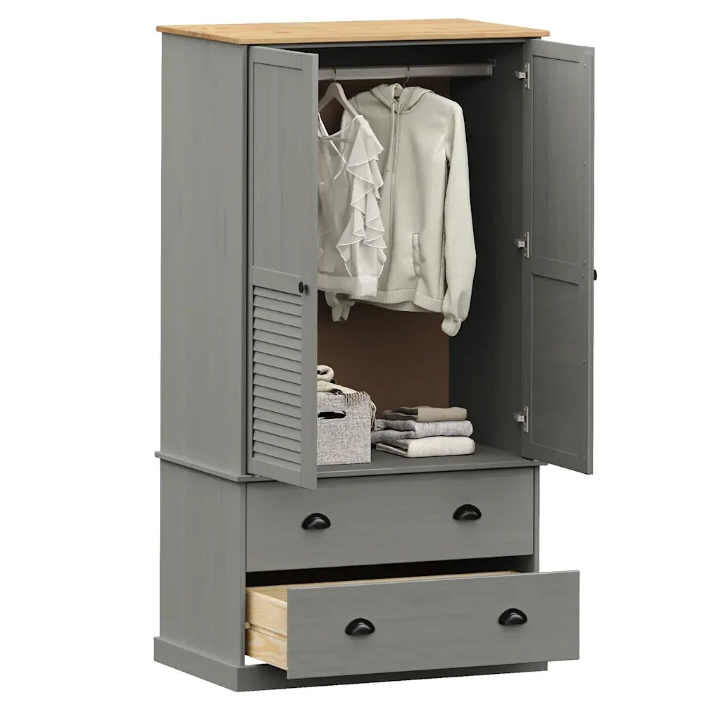 Armadio VIGO 90x55x170 cm in Legno Massello di Pino Grigio 353165