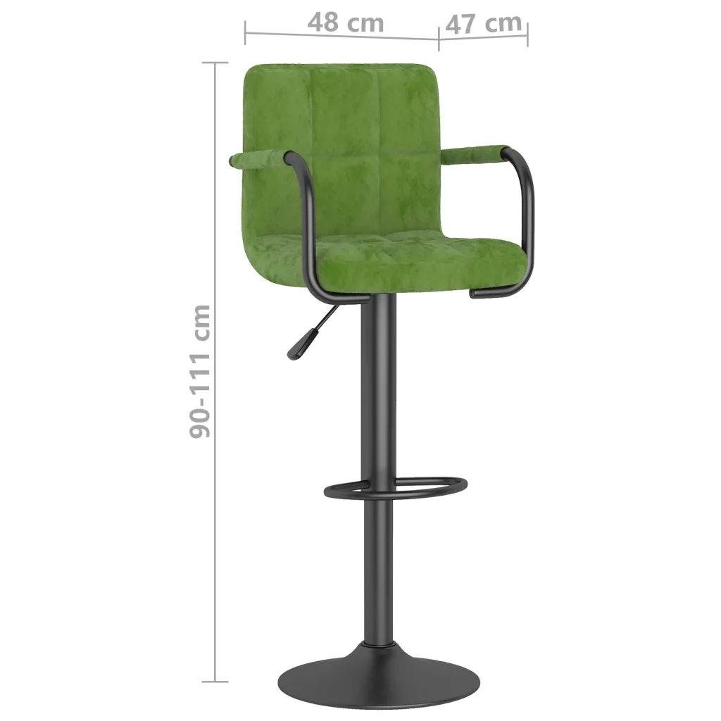 vidaXL Sgabello da Bar Verde Chiaro in Velluto