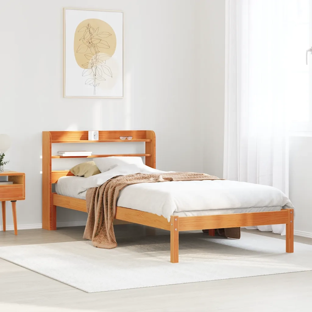 Giroletto con Testiera Marrone Cera 75x190 cm Massello Pino 3306551