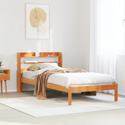 Giroletto con Testiera Marrone Cera 75x190 cm Massello Pino 3306551
