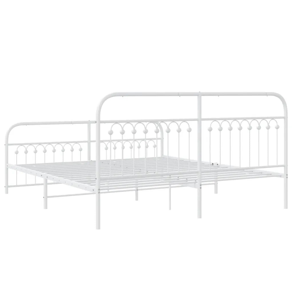 vidaXL Giroletto con Testiera e Pediera Metallo Bianco 183x203 cm