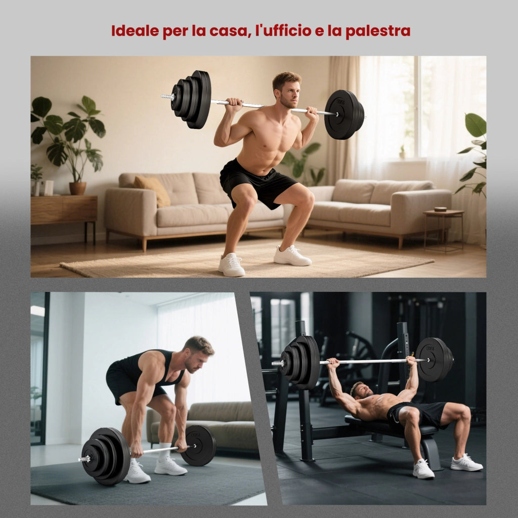 Bilanciere Olimpico con Dischi da 70 kg ¨C zephmum ¨C Nero, Acciaio, 170x40.5x40.5 cm