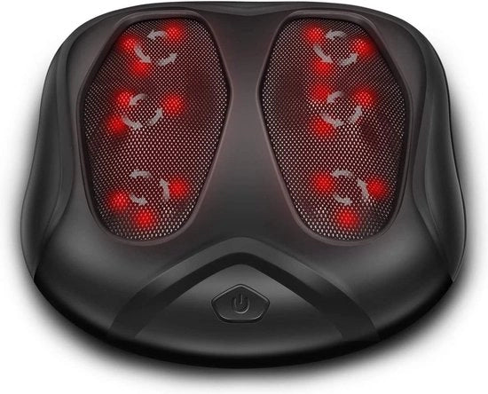 Apparecchio di massaggi per i piedi - Massaggiatore Shiatsu per i piedi con calore benefico - Massaggiatore elettrico per fasciiti plantari - Funzione di riscaldamento infrarosso integrata e cavo elettrico (nero)