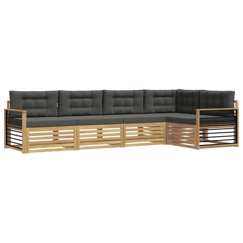 Set di divani da esterno 6 pz Bianco e Antracite Poliestere 3390497