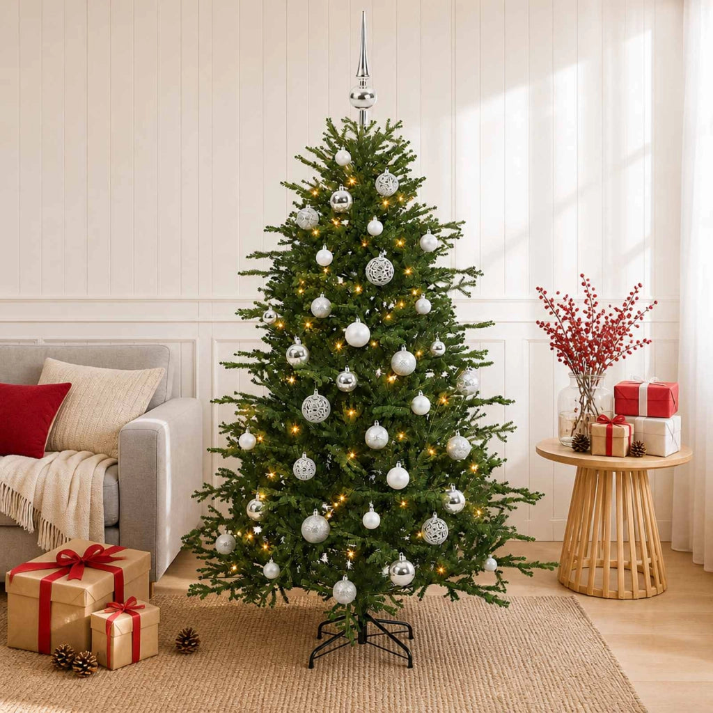 Albero di Natale artificiale con palline 120 cm 150 LED 3465977