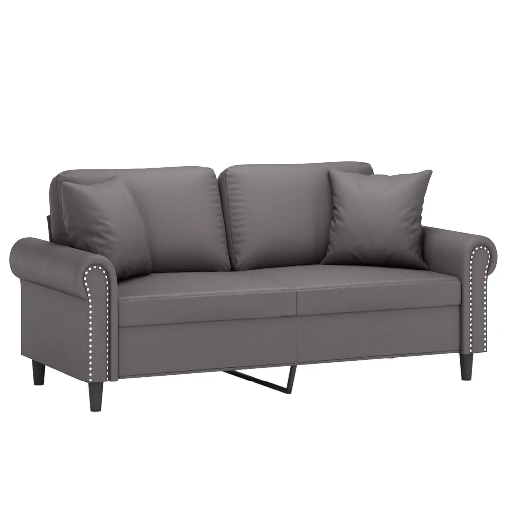 Divano a 2 Posti con Cuscini Grigio 140 cm in Similpelle 3200932