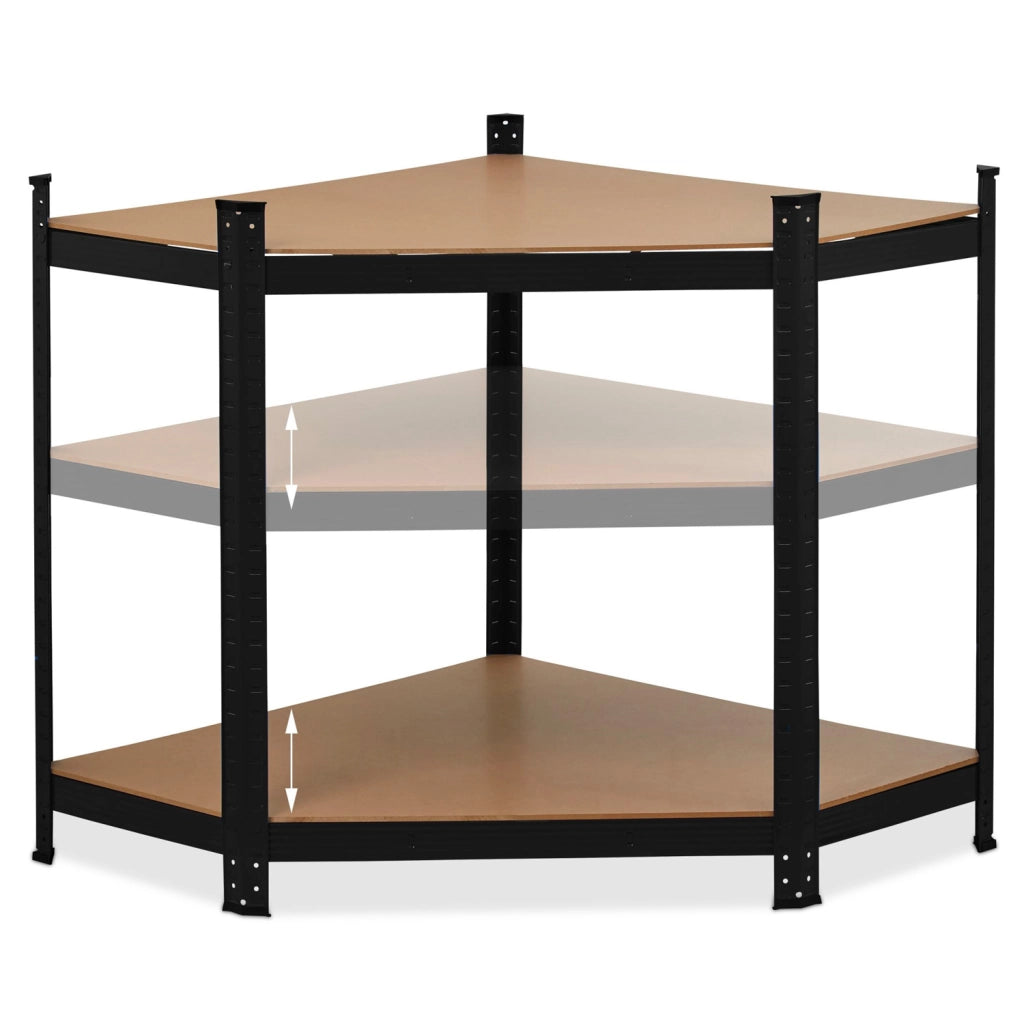 Nook - Scaffale angolare per carichi pesanti in metallo e MDF con 5 ripiani regolabili 180x75x40 cm