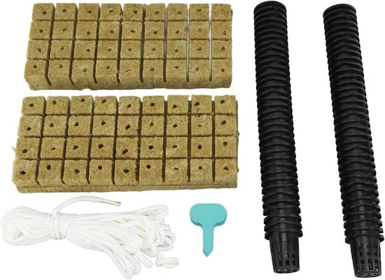 72 Cubi di Rockwool e Set di Pannelli Perforati per Coltivazione Idroponica - Alta Produzione e Buona Assorbimento d'Acqua - Kit di Pannelli a Maglia per Coltivazione Idroponica a Casa