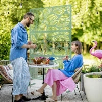 Pannello Decorativo per la Privacy, Paravento da Esterno a Motivo Vegetale in Metallo, 122 x 45 x 198 cm, Verde