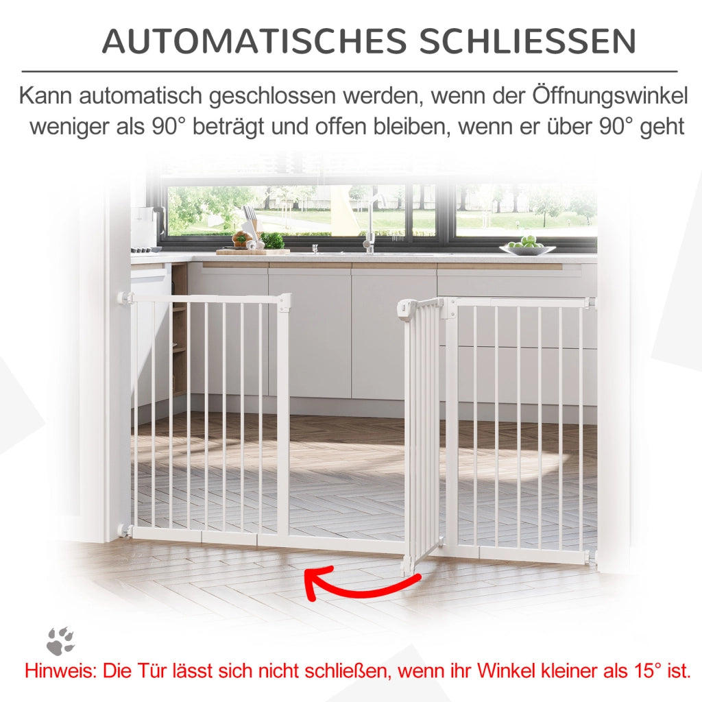 Barriera estensibile a forbice con chiusura automatica e blocco doppio, con estensioni, in ferro trattato bianco 68 × 77 cm