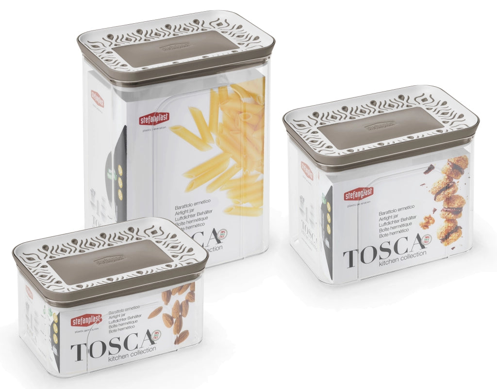 Stefanplast BARATTOLO RETTANGOLARE TOSCA LT.0,7 bianco/tortora chiaro