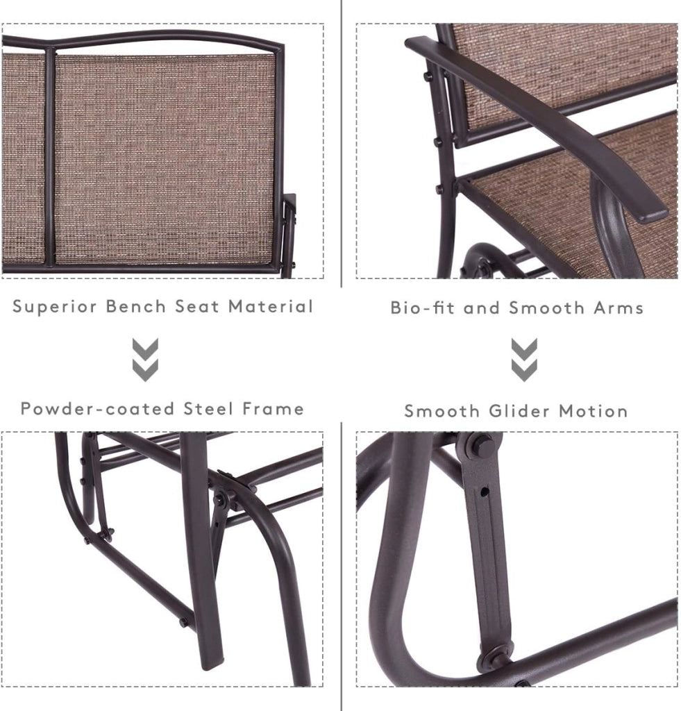 Giantex OP3100 - Panca aliante per patio, colore: marrone, 104 x 71 x 94 cm (lunghezza x larghezza x altezza)